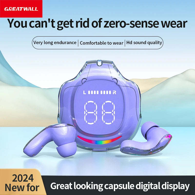 GreatWall's new smart screen digital display wireless headset portable wireless gaming audio-visual headset