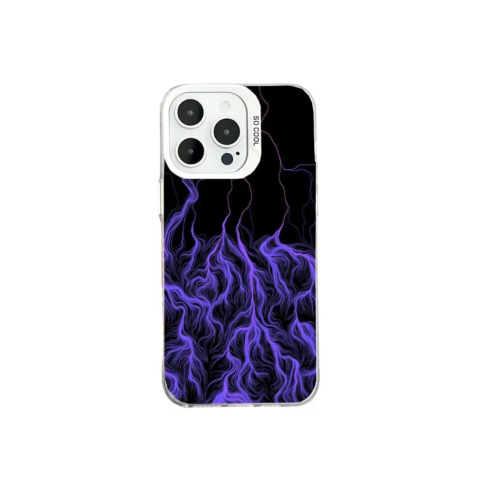 Purple lightning Phone Case case for iPhone17 16 15 14 13 12 11 Pro/ Max/Plus shock-proof rear cover anti-fingerprint