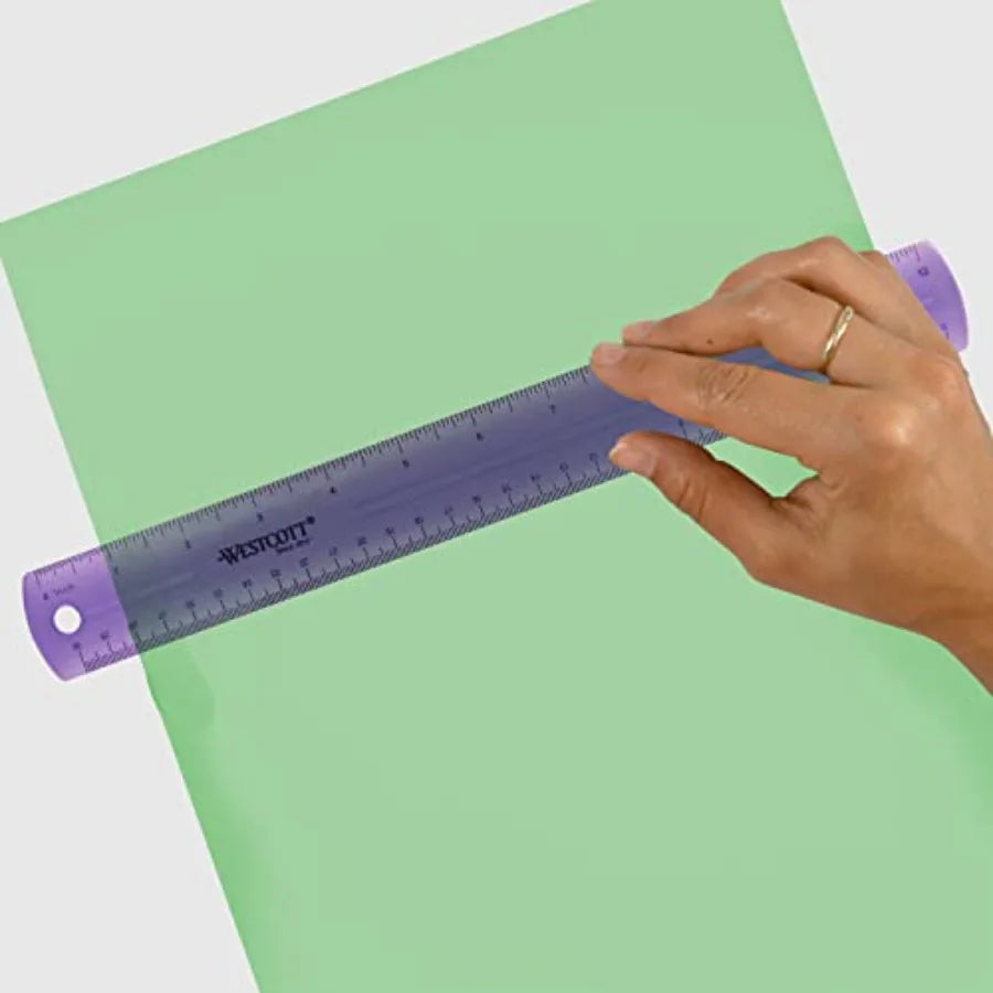 Purple plastic ruler 12-inch, durable jeweltone finish with precise measurement markings