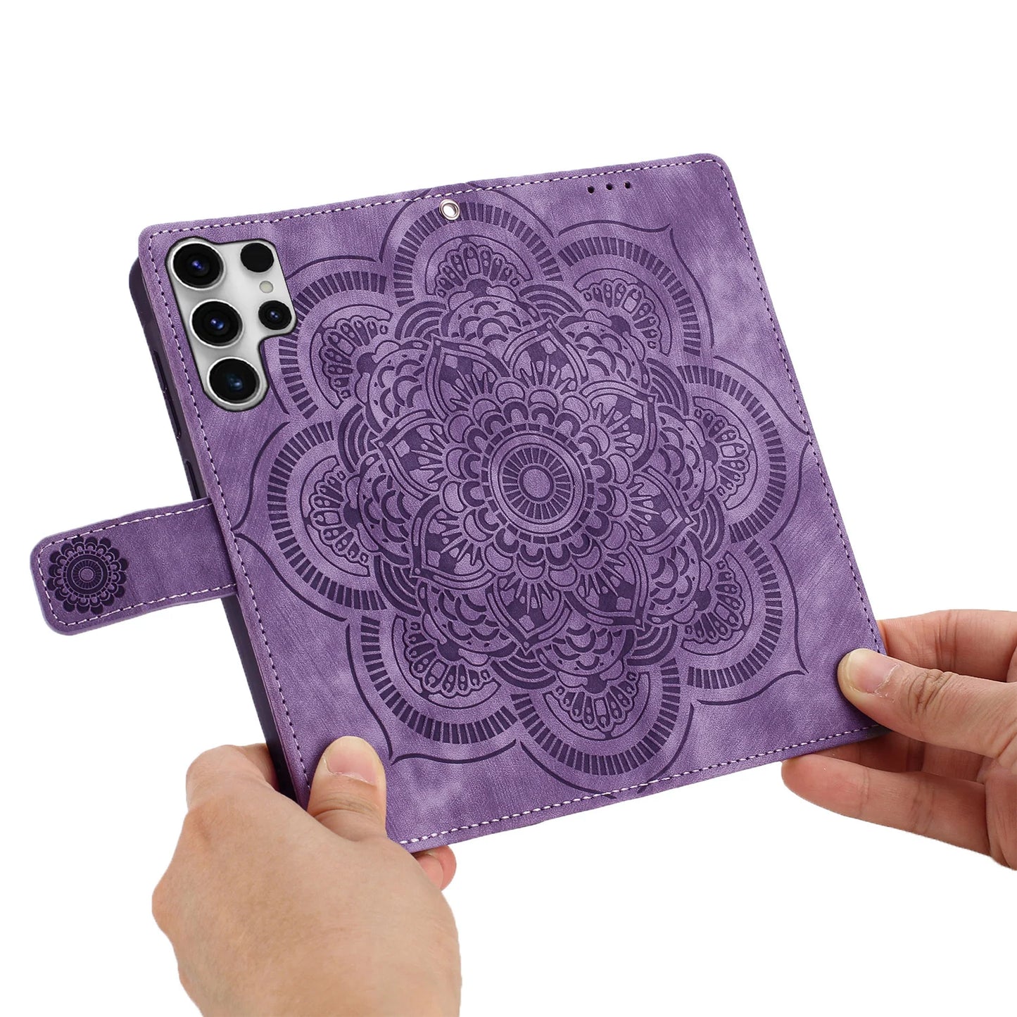 3D Embossed Flower Leather Phone Wallet Case Book For Samsung Galaxy S25 Edge S24 Ultra S23 Plus S22 S21 FE A16 A56 Flip Cover