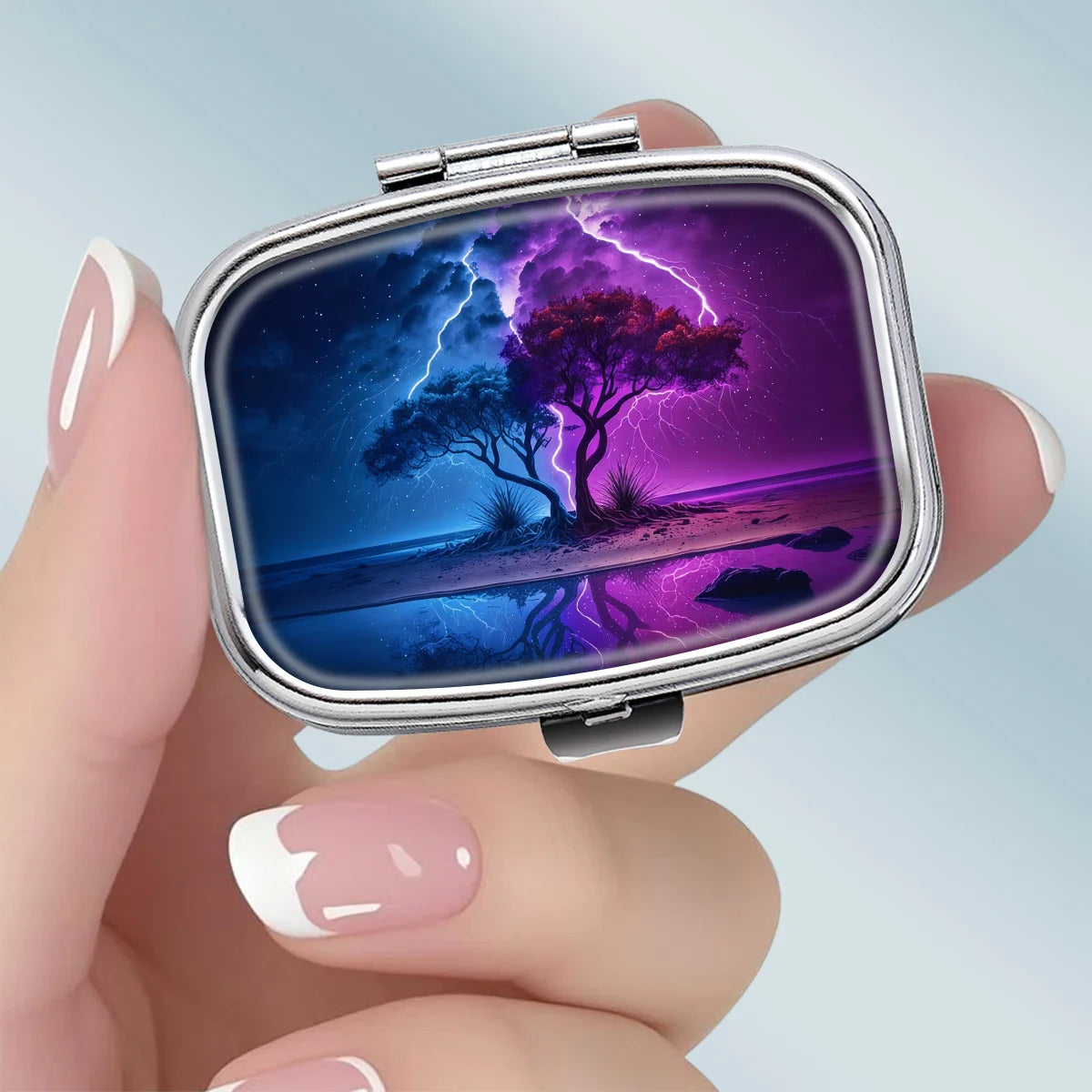 1PC Purple 2-Compartment Pill Box