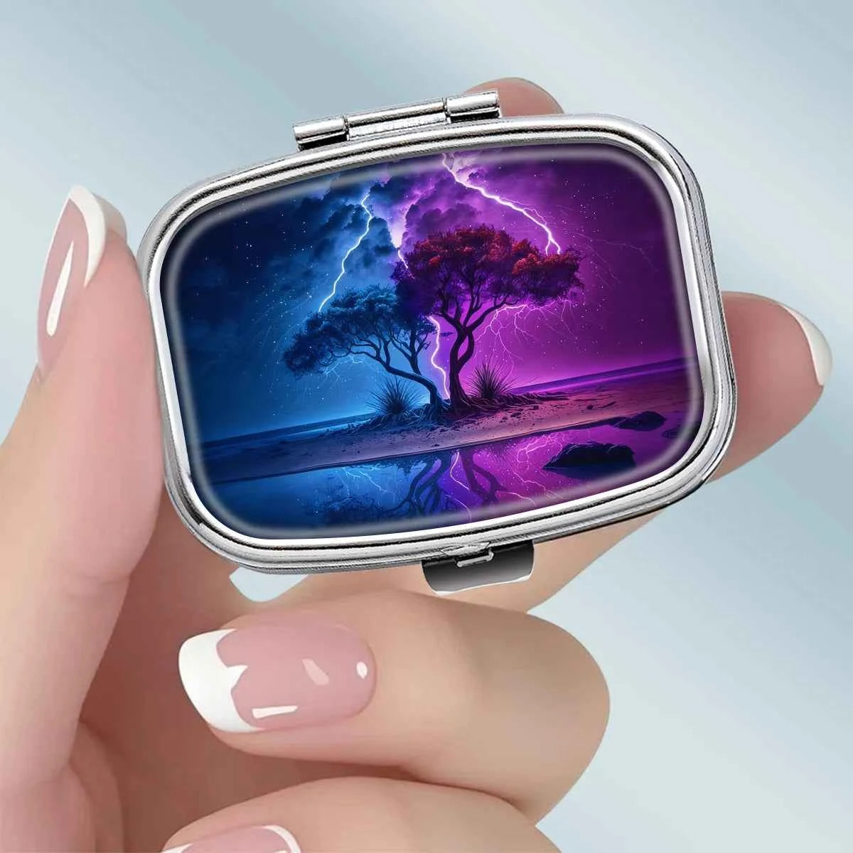 1PC Purple 2-Compartment Pill Box