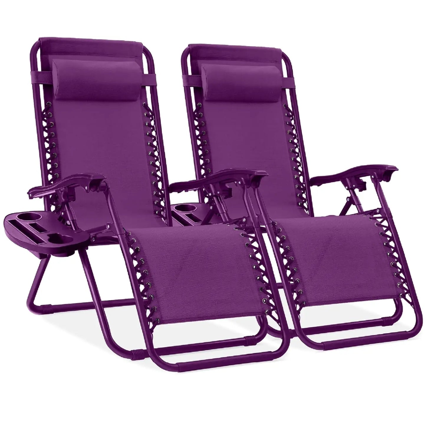 2-Pack Zero-Gravity Mesh Recliners w/Pillows & Cup Trays, Custom
