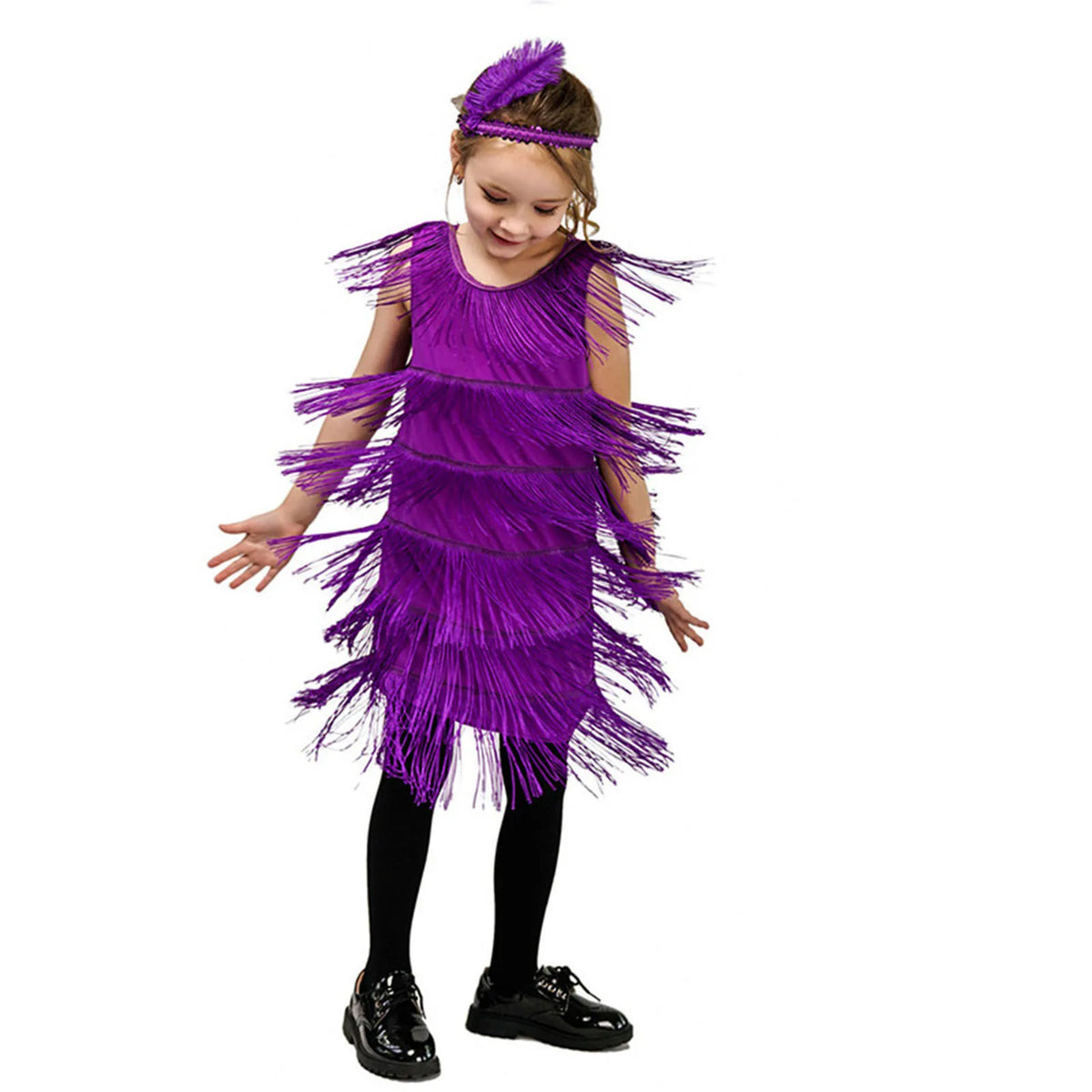 Girls Flapper Dress, Sequins Fringe Latin Tassel Tango dress