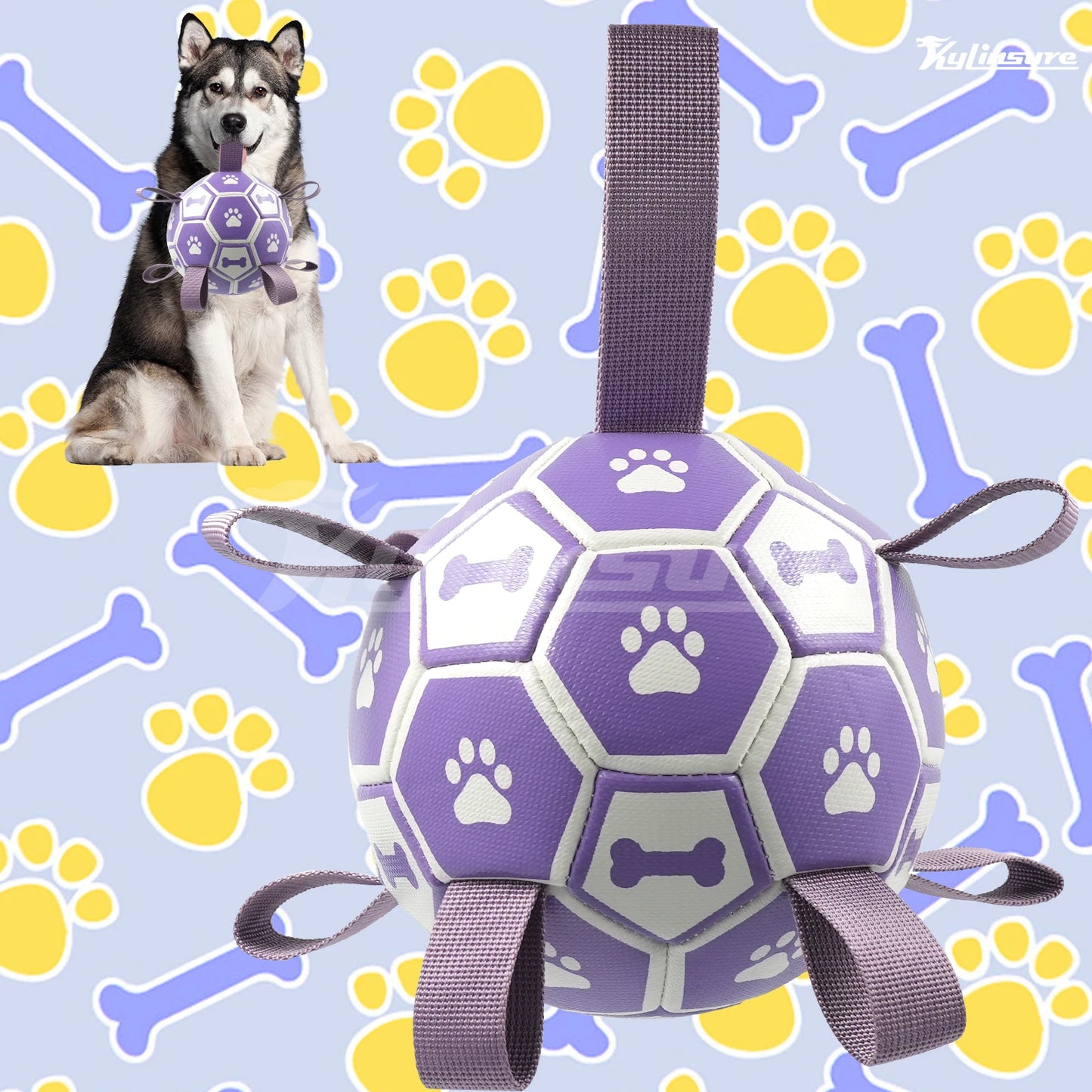 Dog Toys Soccer Ball with Straps, Interactive Dog Toy