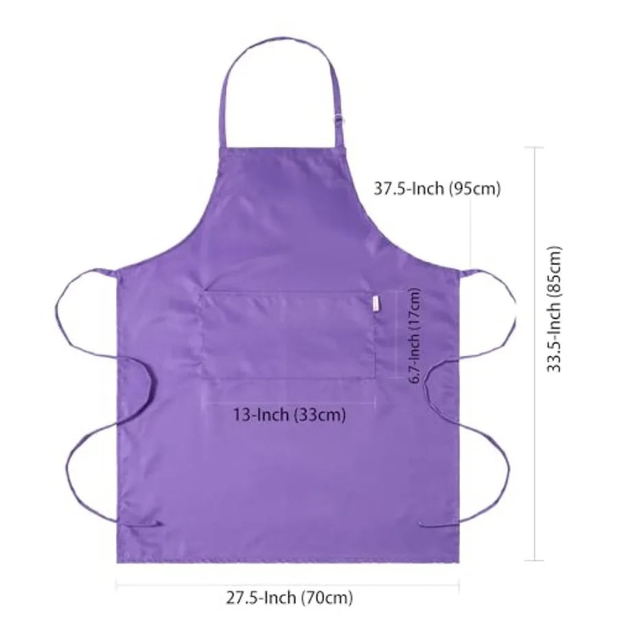 Purple Apron with Pockets: Lightweight and Adjustable