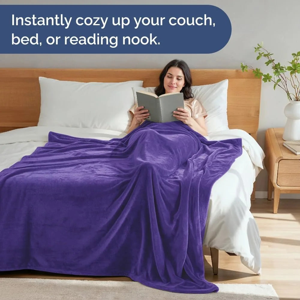 Ultra Soft Fleece Blanket Queen Size - Lightweight, Warm & Breathable