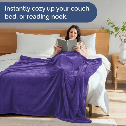 Ultra Soft Fleece Blanket Queen Size - Lightweight, Warm & Breathable - Purpleobsessions