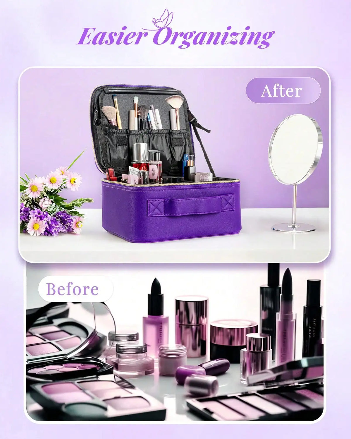Large Capacity Travel Makeup Bag with 6 Compartments