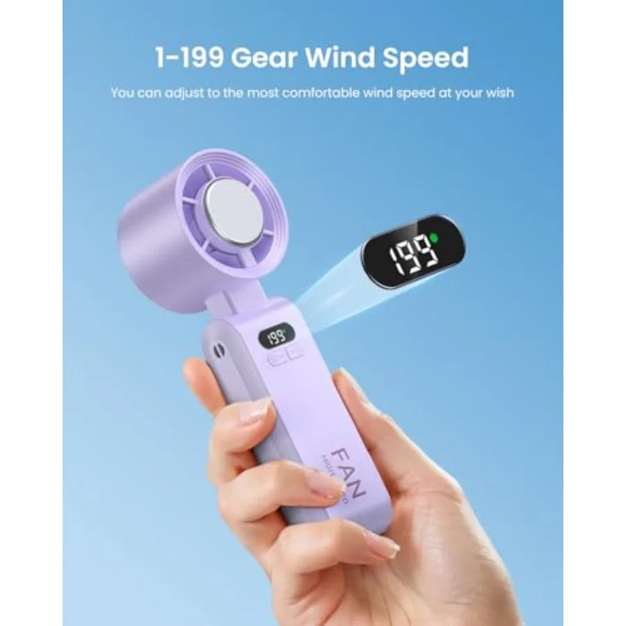 Handheld Portable Turbo Fan with Ice Cooler Speed -99 5500mAh* Rechargeable Personal Fan [20H Cooling Time] Mini Yet Powerful