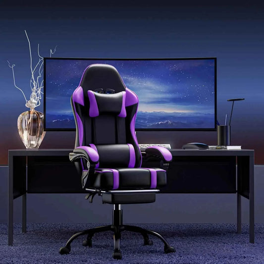 Ergonomic Gaming Chair with Footrest and Lumbar Support, Height Adjustable