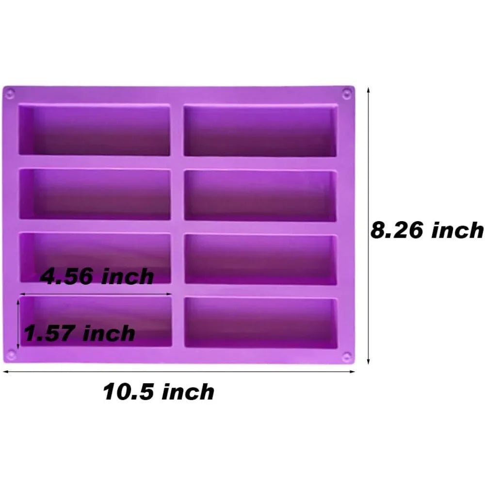 8 Cavity Rectangle Silicone Mold for Granola Bars, Chocolate, Brownies, Cheesecake - Non-Stick, Reusable, Oven Safe