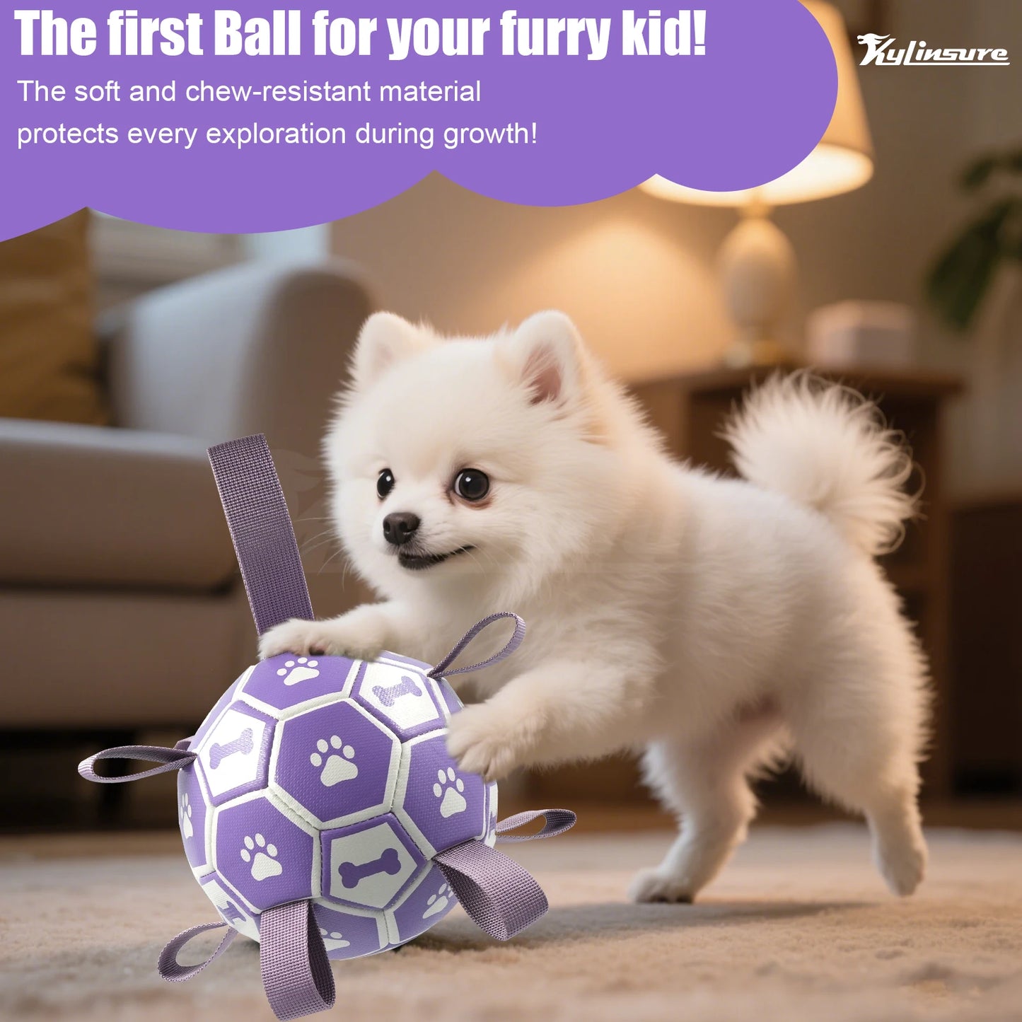 Dog Toys Soccer Ball with Straps, Interactive Dog Toy