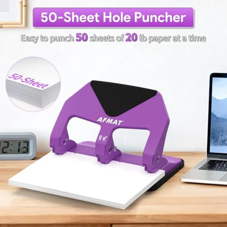 Heavy Duty 3 Hole Punch 50-Sheet Capacity 50% Reduced Effort