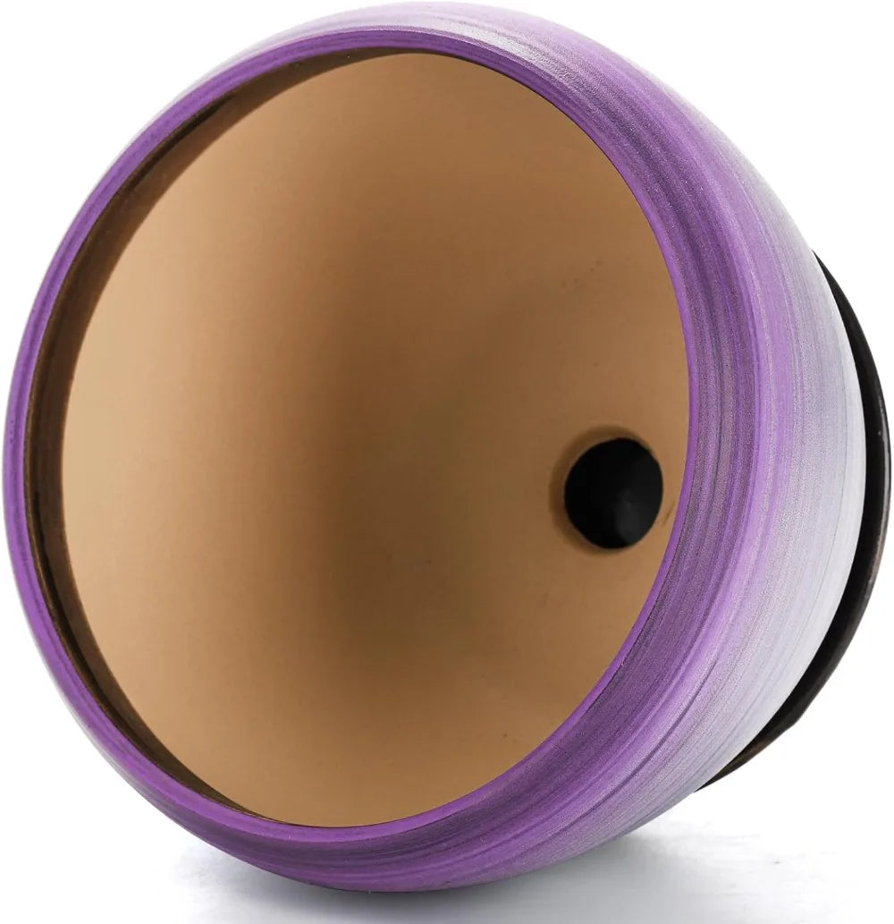 Set of 3 Ceramic Flower Pots, 7/5/4 inch, Purple Round Succulent Planter with Drainage Holes & Saucer, Indoor Outdoor