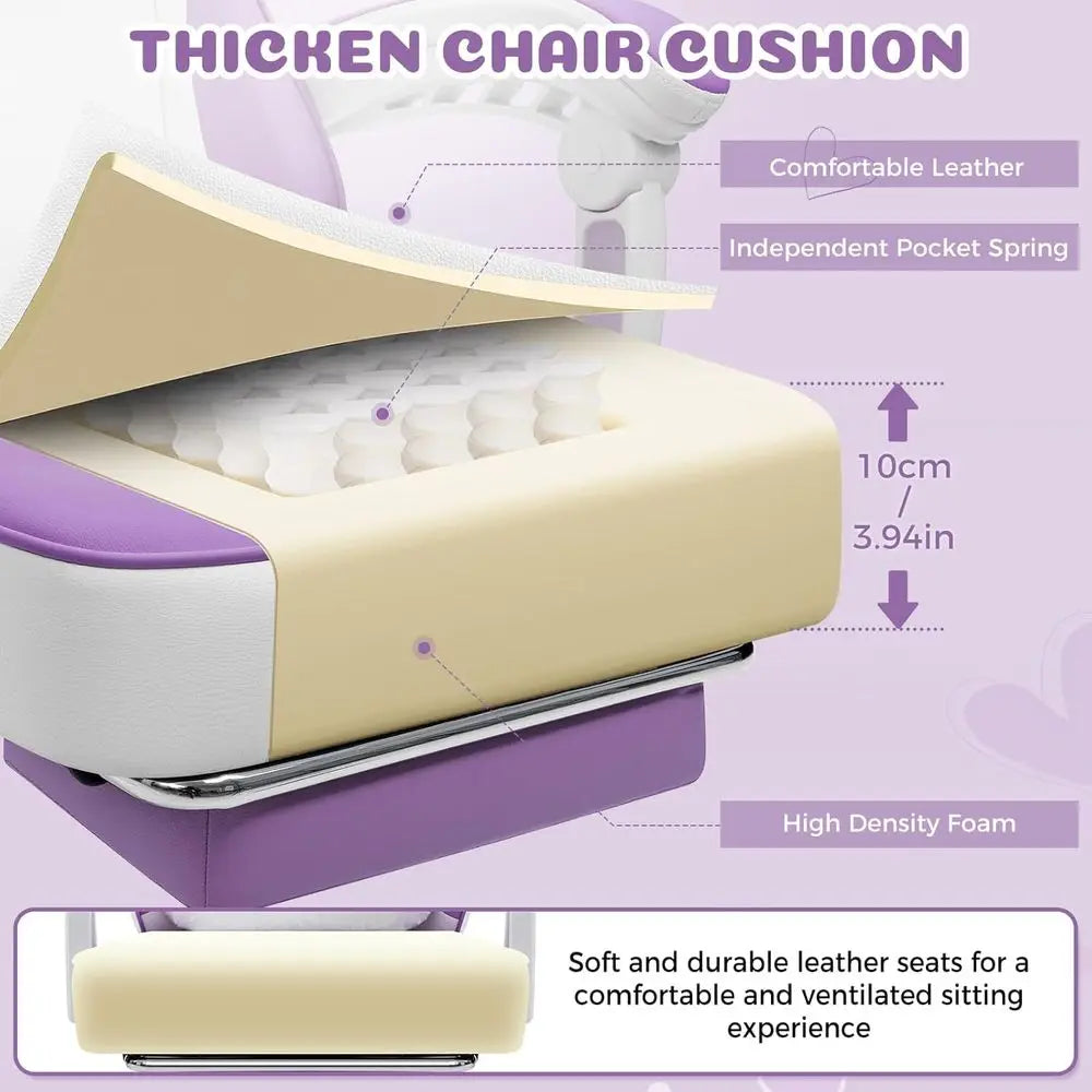 Ergonomic Lumbar Support Gaming Chair with Cat Ears Design for Adults