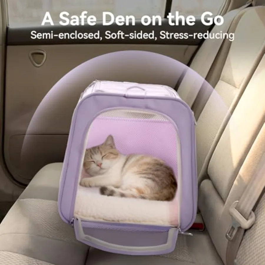 Soft-Sided Cat Carrier with Patented Safety Buckles Lockable Zippers Safety Tether Escape-Resistant