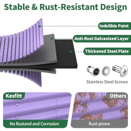 Raised Garden Bed Metal Galvanized Steel Oval Garden Bed 8x2x1.5 ft with 18-Inch Deep Open-Bottom Design for Outdoor Vegetable
