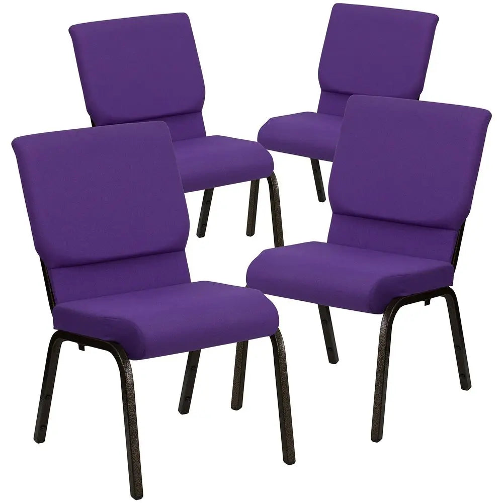 4 Pack HERCULES Series 18.5W Stacking  Chair in Purple Fabric