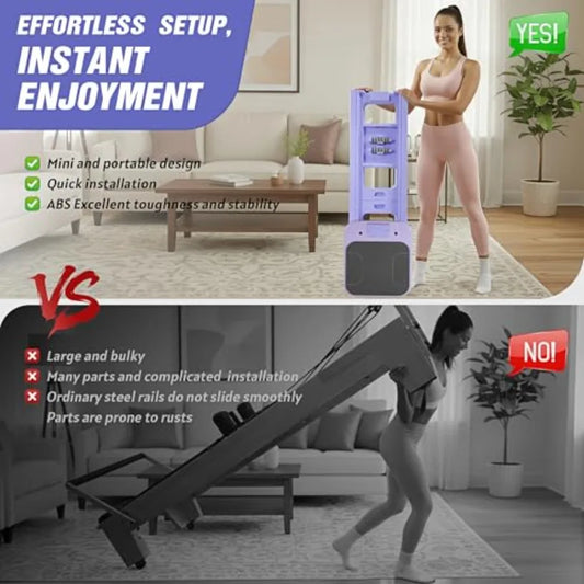 Foldable Portable Pilates Board Equipment Kit with Resistance Bands, Handles
