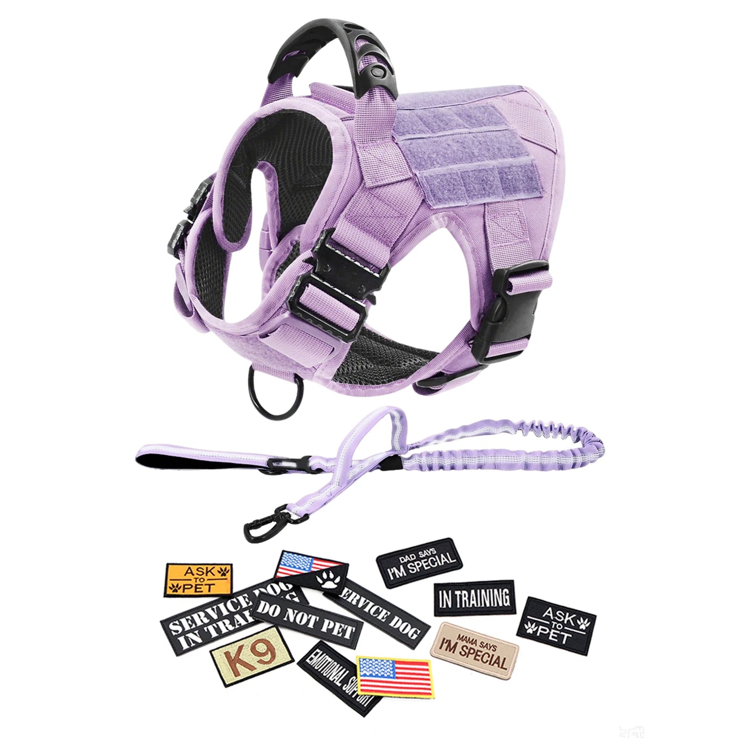 Military Dog Harness For Large/ Medium Dogs: Harnesses, Leash, Adjustable Tactical Training Vest