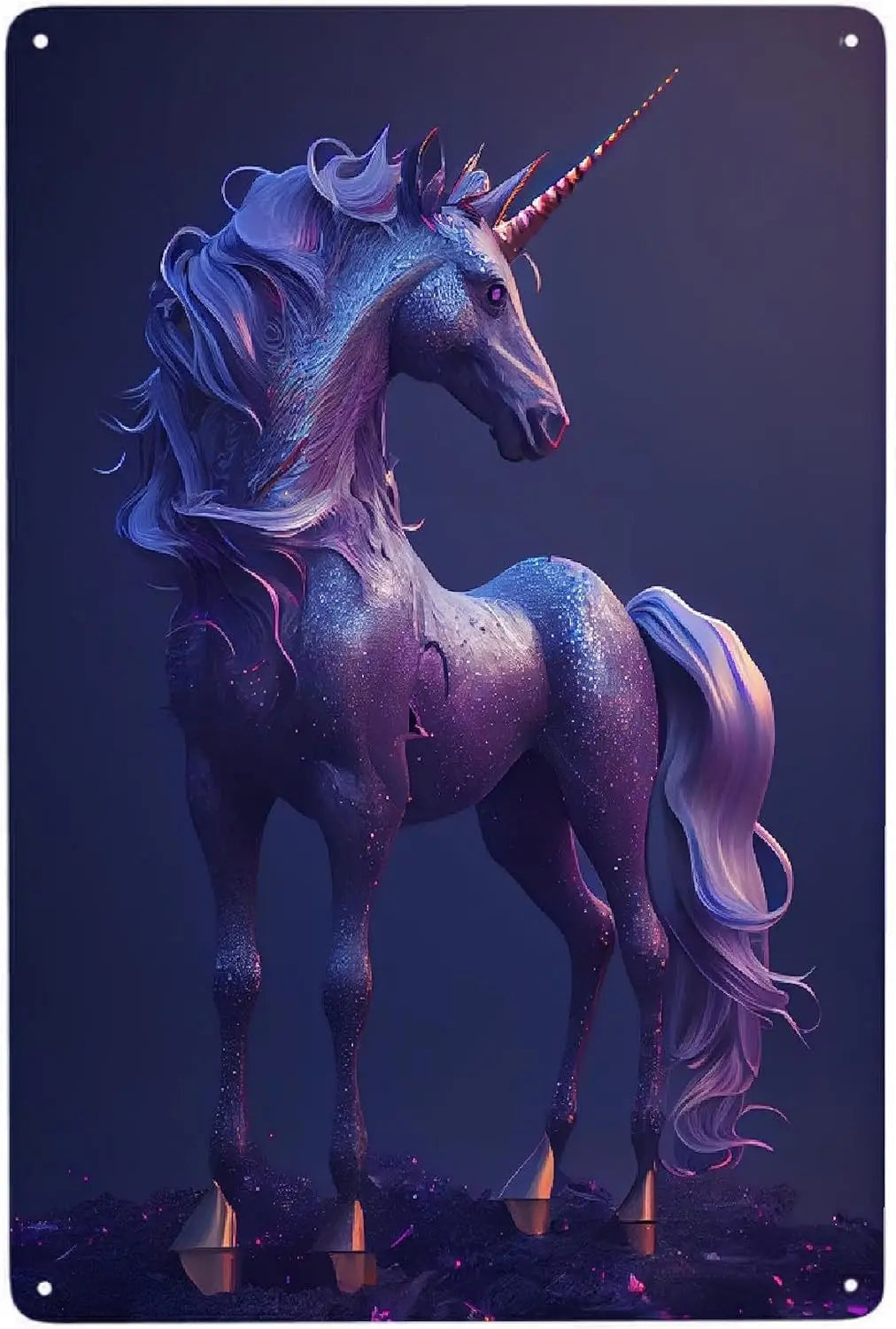 Purple Unicorn Metal Poster Sign Decor Funny Aluminum 12x8 Inch Posters