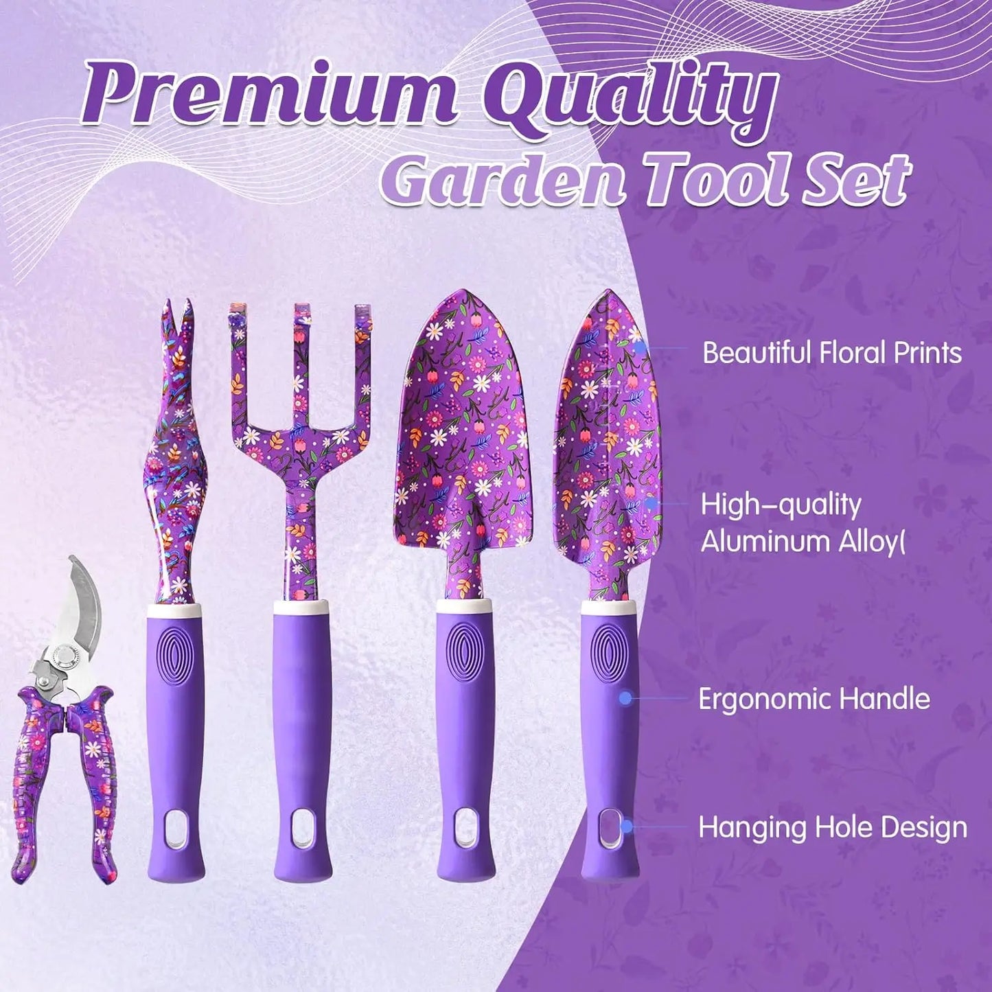 14 PCS Garden Tool Set with Tote Bag & Tumbler