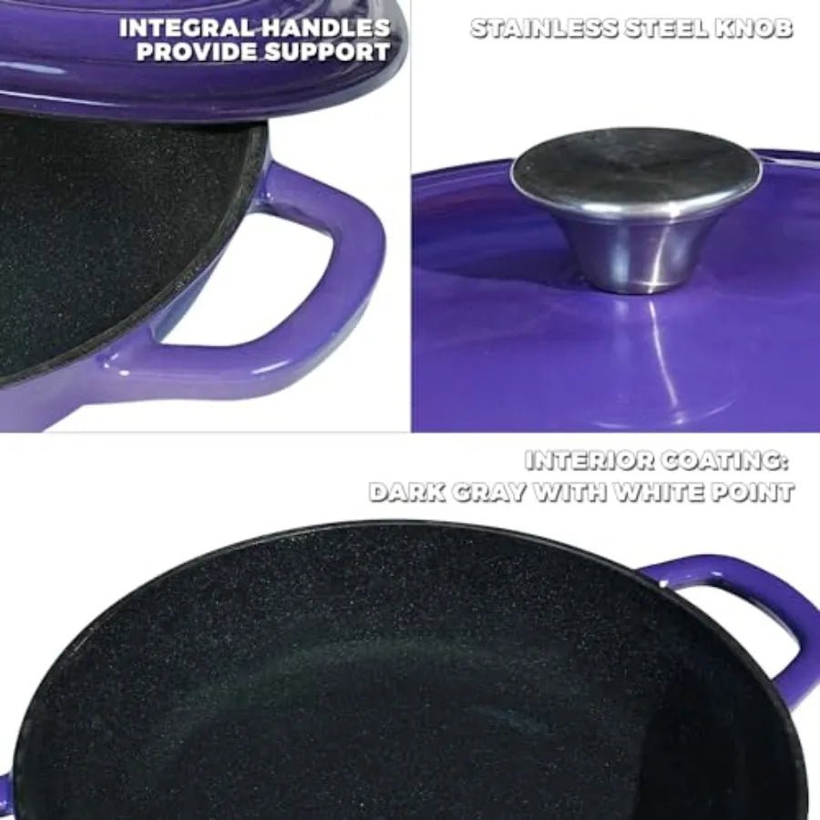 Purple Braiser Enameled Cast Iron Braiser Braiser Pan with Lid