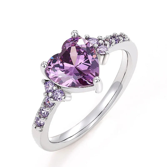 Luxurious Sparkling Purple Zircon Women's Ring