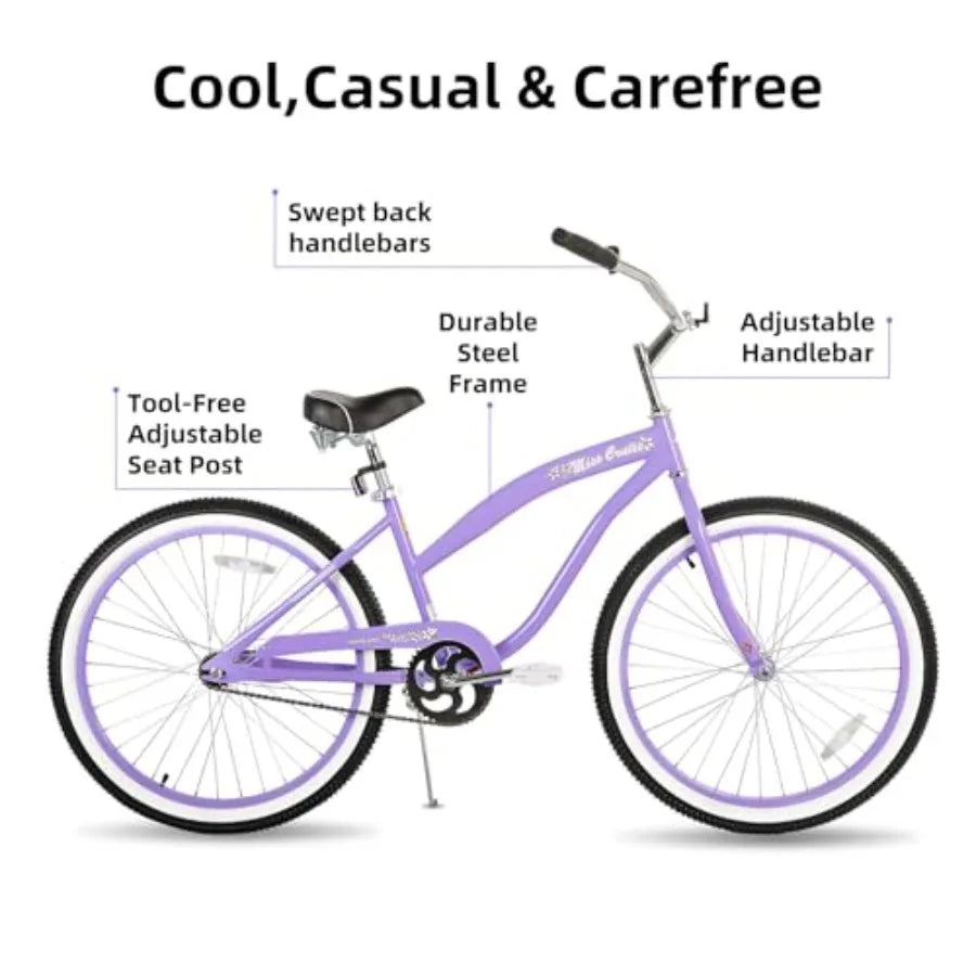 Beach Cruiser Bike , Single Speed, Steel Frame