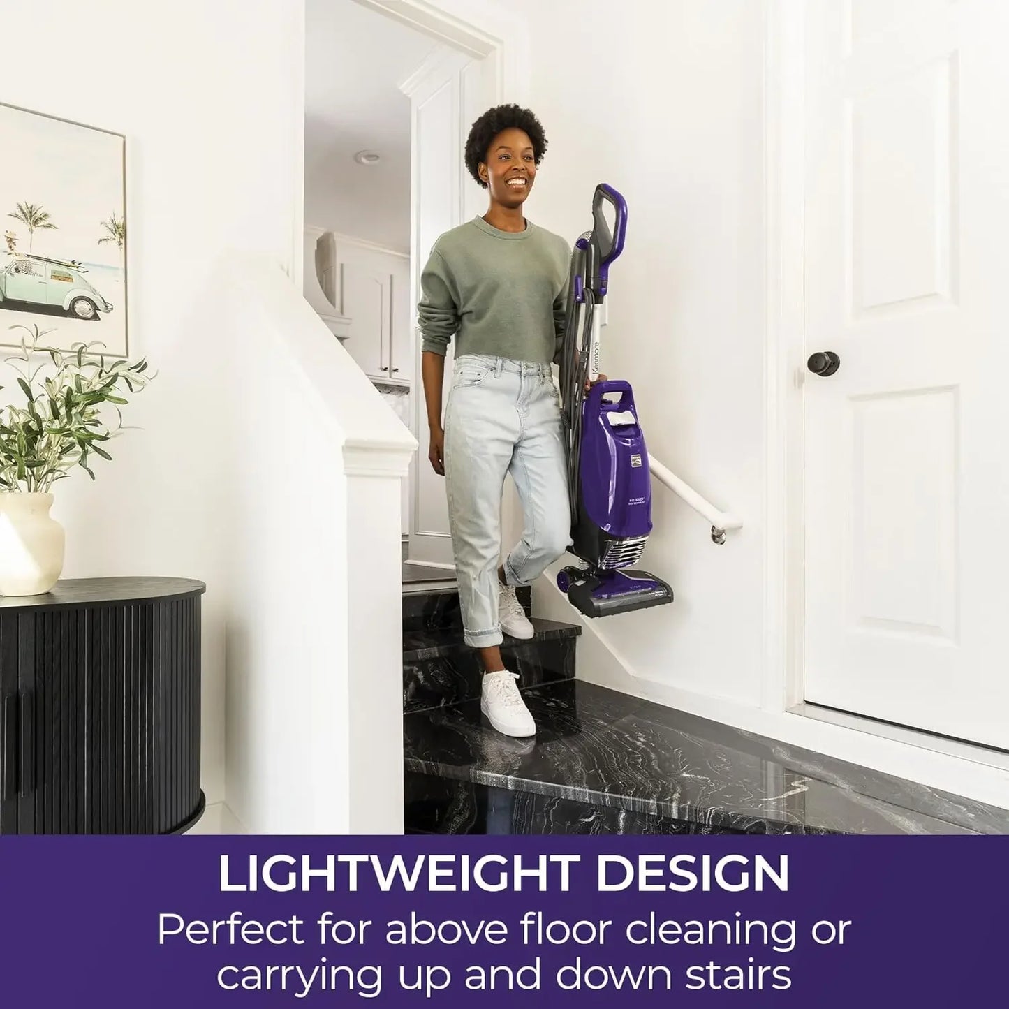 Powerful Bagged Upright Vacuum with HEPA Filter, 3-in-1 Tools for Hardwood Floors and Pet Hair, Lightweight