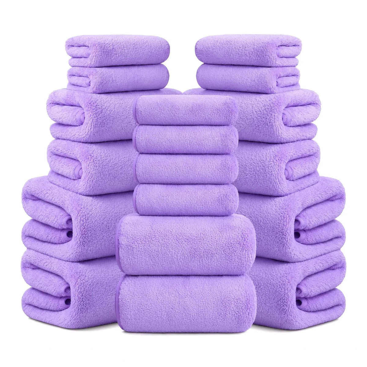 18-Piece Fleece Bath Towel Set, 4 Bath Towels 4 Hand Towels 10 Washcloths, Ultra Soft Plush Microfiber
