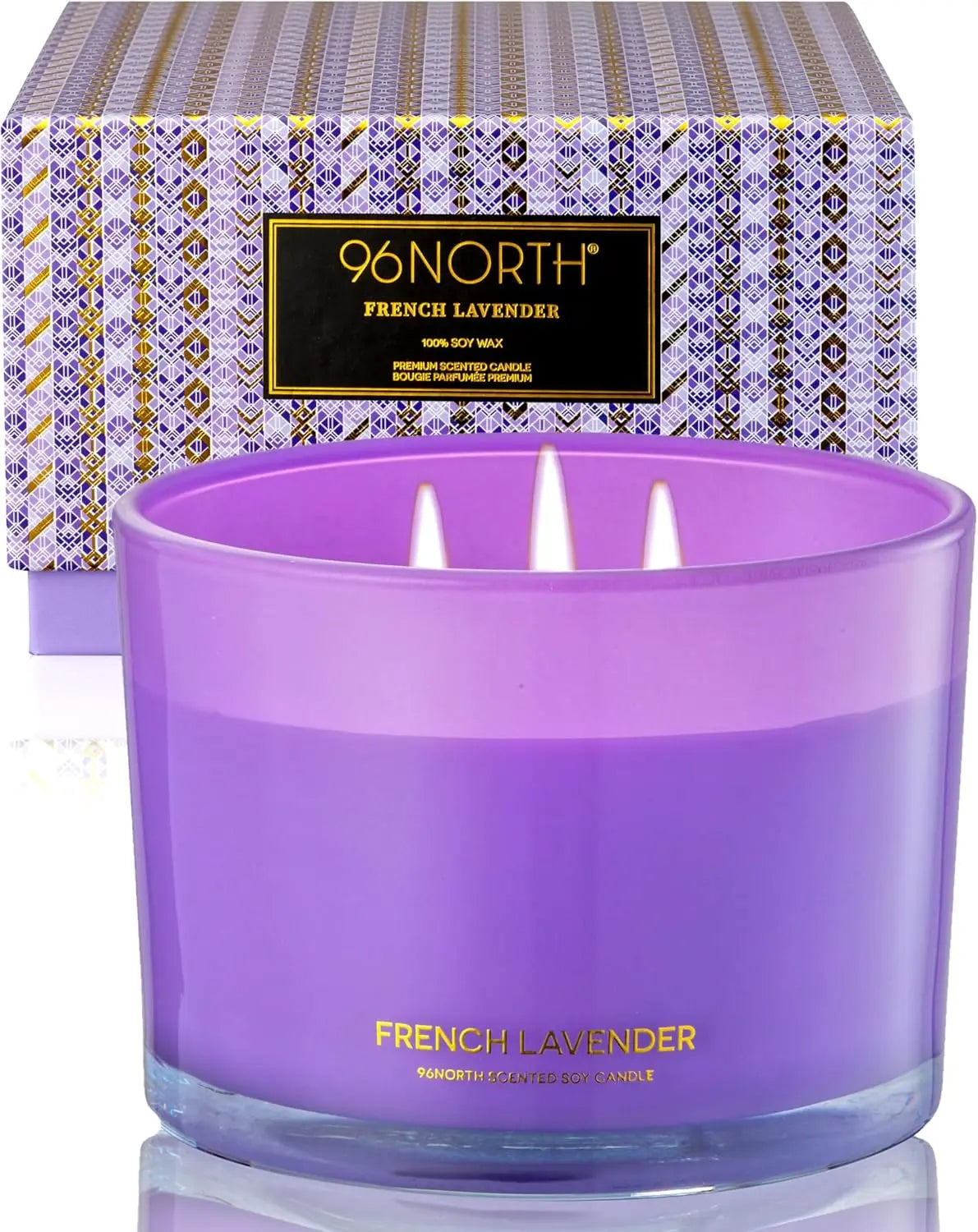Luxury Lavender Soy Candle with 3 Wicks, 50-Hour Burn Time, Natural Wax for Relaxation and Home Decor