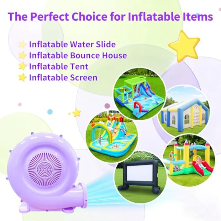 520W Purple Air Blower for Inflatable Bounce House, Water Slide, Jumping Castle & more
