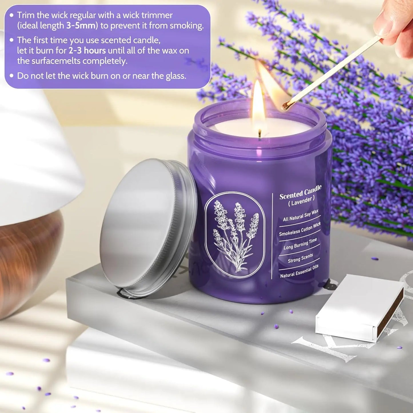 7.5oz Lavender Scented Soy Candle Highly-Scented