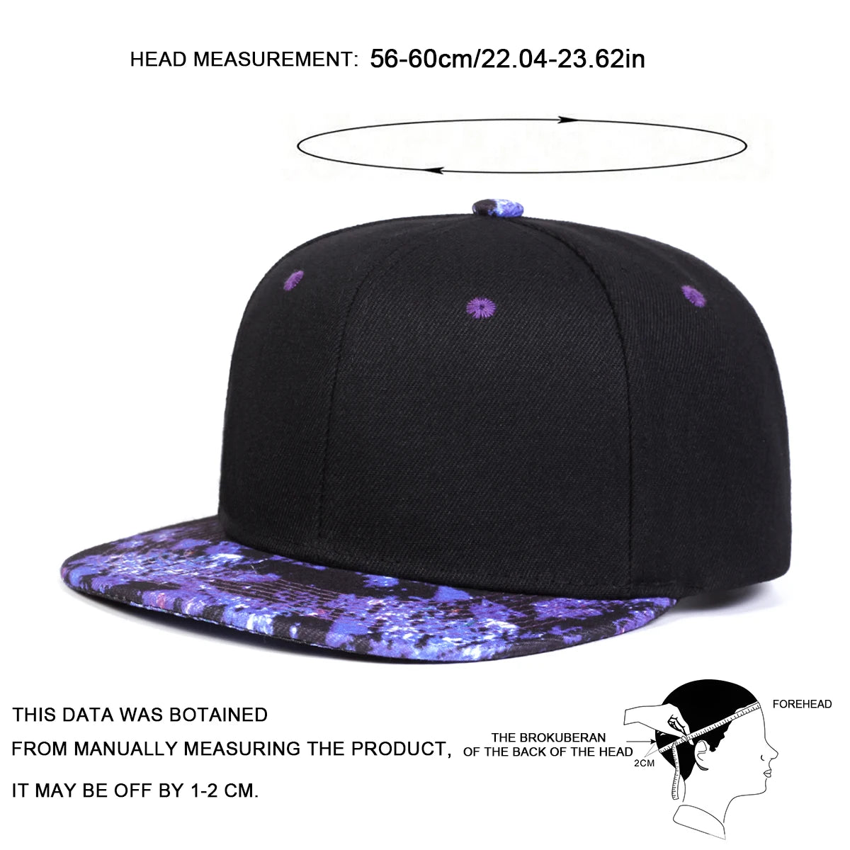 1piece Unisex Purple Starry Sky Print Hip Hop Hat