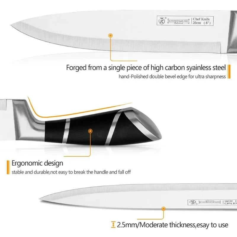 9 pc Kitchen Knife Set, Stainless Steel, Sharp Non-Stick Coated Chef Knives with Sharpener