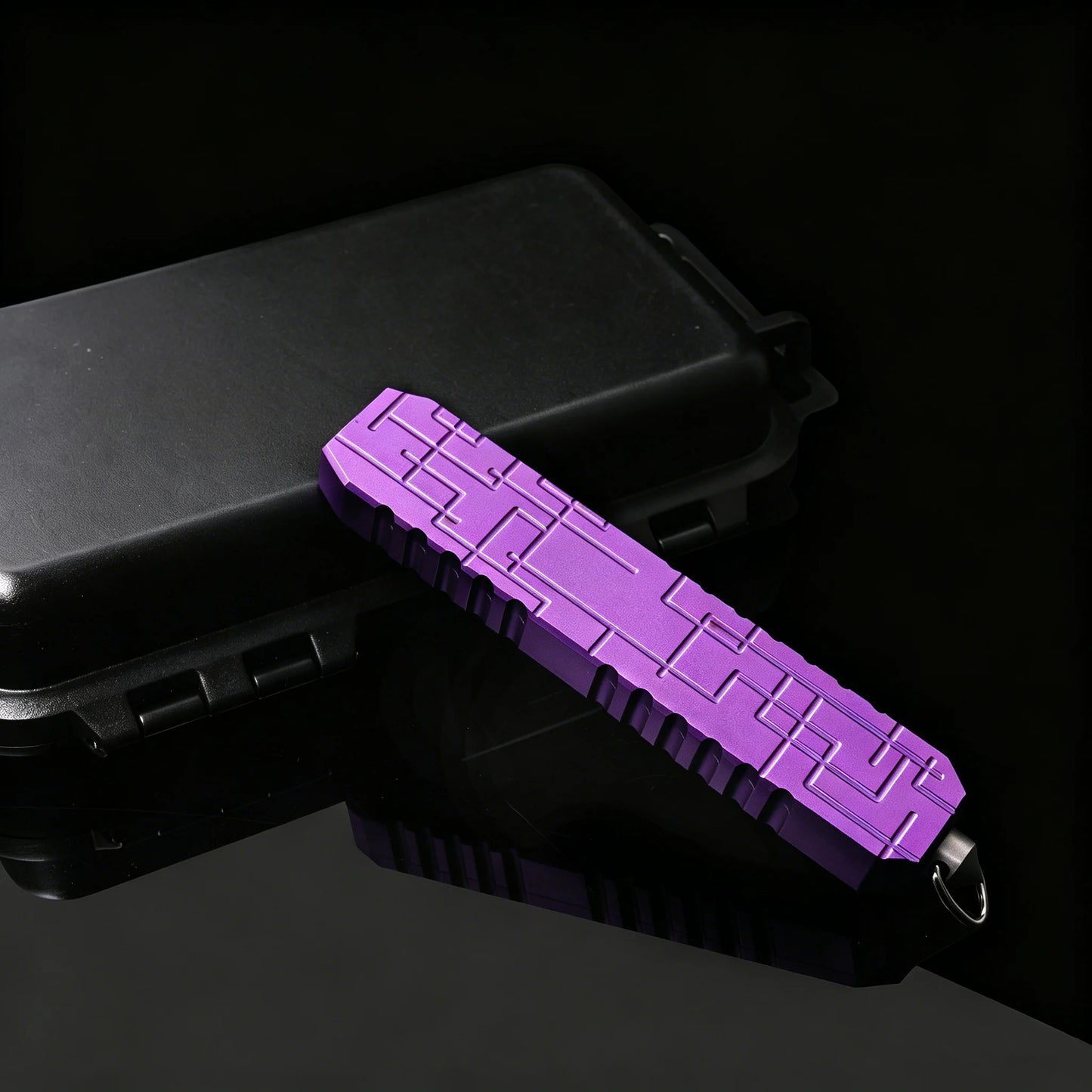 Purple striped folding art knife