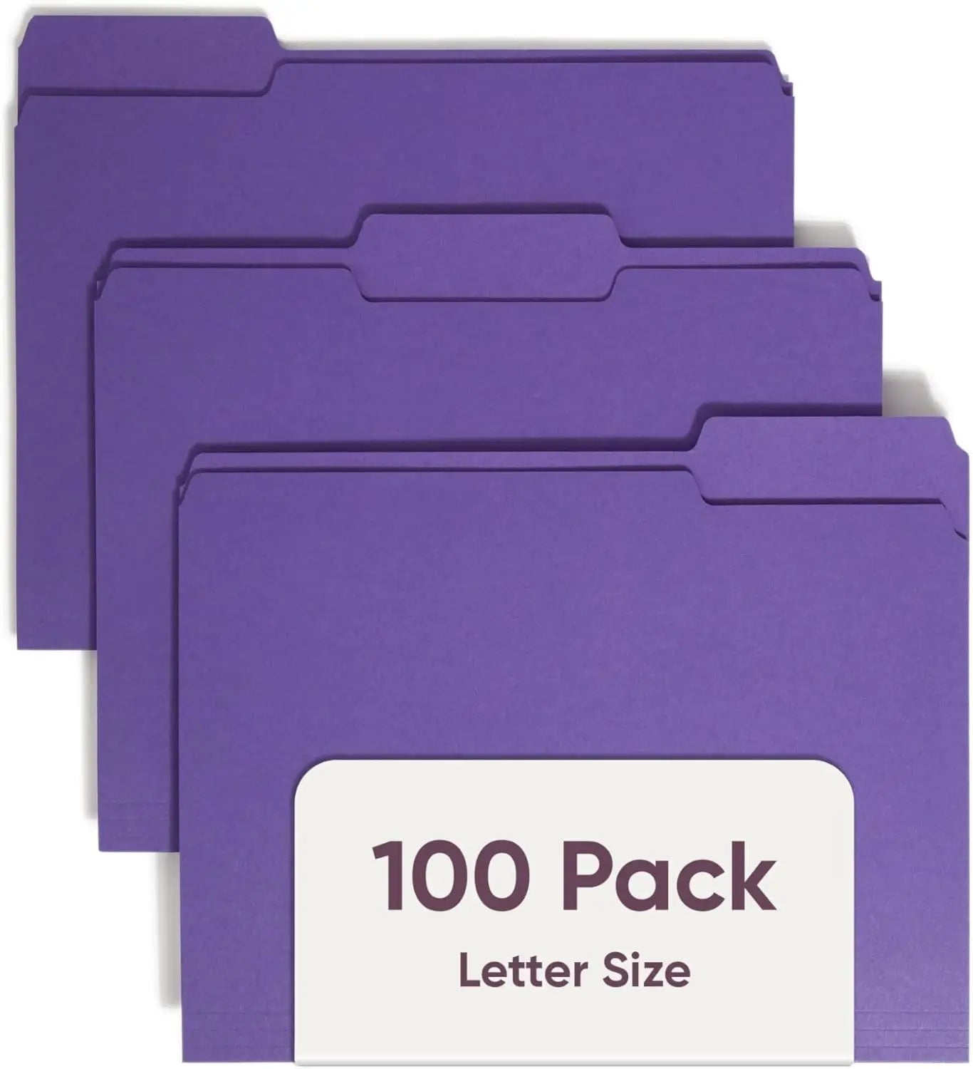 100 Purple Letter Size File Folders with 1/3-Cut Tabs