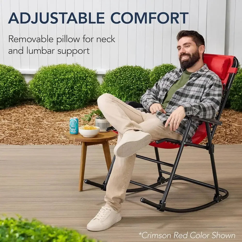 Amethyst Purple Zero Gravity Reclining Outdoor Rocking Chair with Adjustable Pillow