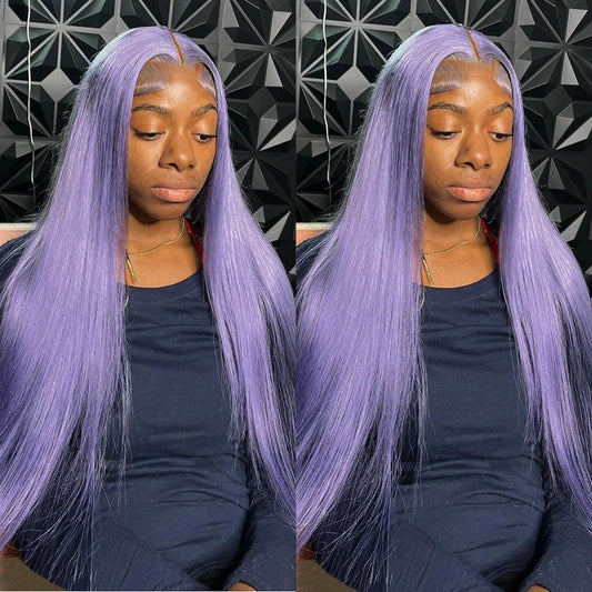 13x6 Purple Lace Front Human Hair Wig Brazilian Lace Frontal Wig
