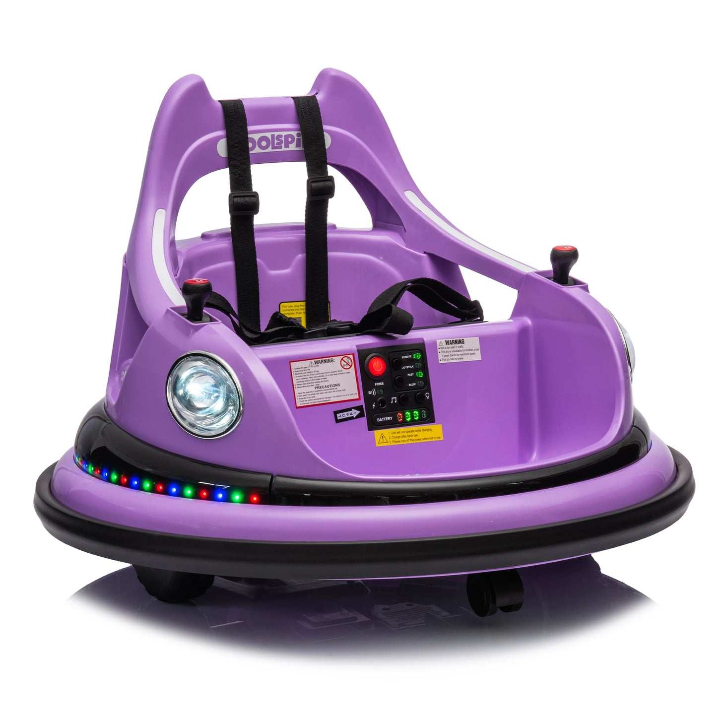 Kids Electric Ride On Toy 12V Car w/Bluetooth Remote Control, Safety Belt, Music, LED Lights