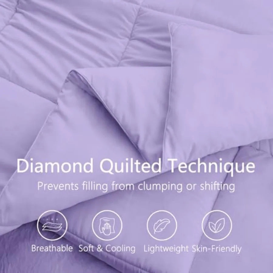 Premium 2100 Series All Season Breathable Purple Soft 4D Spiral Fiber Quilted Down Alternative Duvet Insert with Corner Tabs Lu