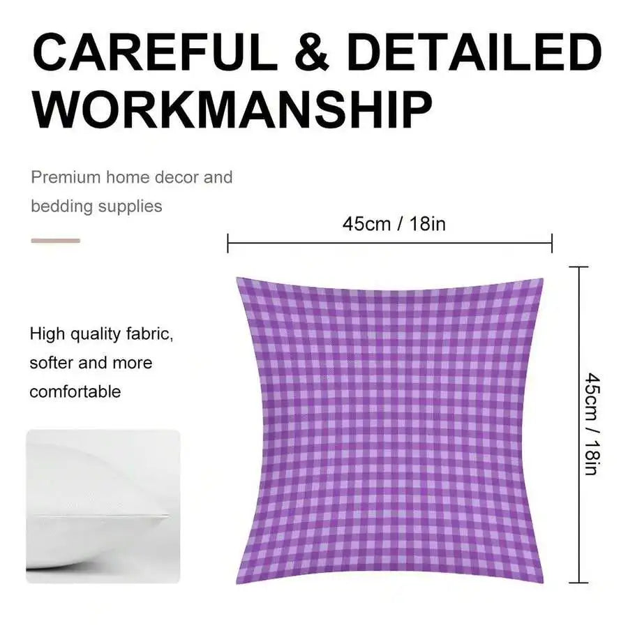 18x18 Inch Purple Plaid Decorative Pillow Cover