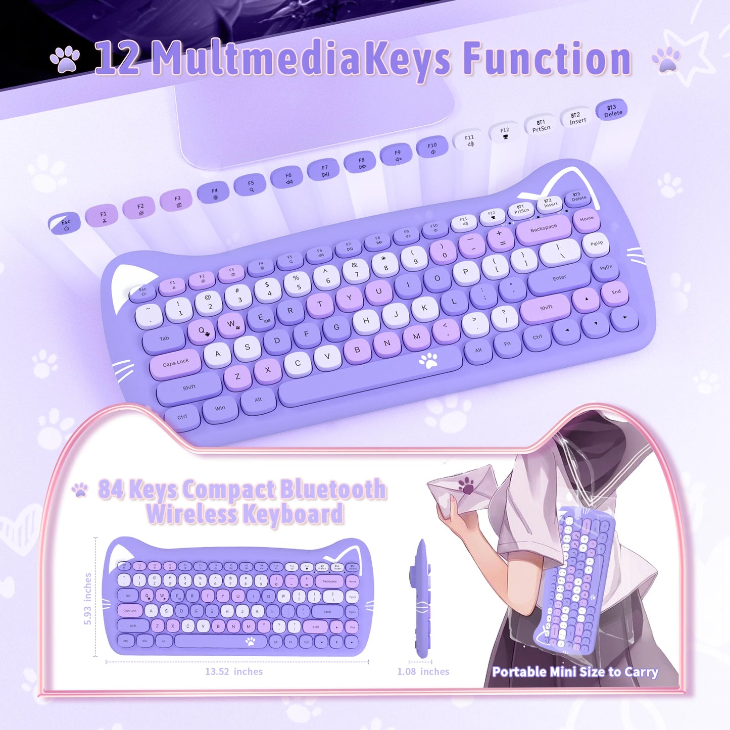 AJAZZ 3060i Wireless Cute Computer Keyboard