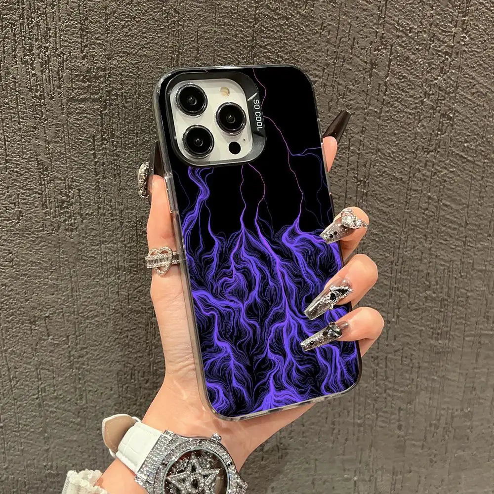 Purple lightning Phone Case case for iPhone17 16 15 14 13 12 11 Pro/ Max/Plus shock-proof rear cover anti-fingerprint