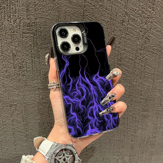 Purple lightning Phone Case case for iPhone17 16 15 14 13 12 11 Pro/ Max/Plus shock-proof rear cover anti-fingerprint