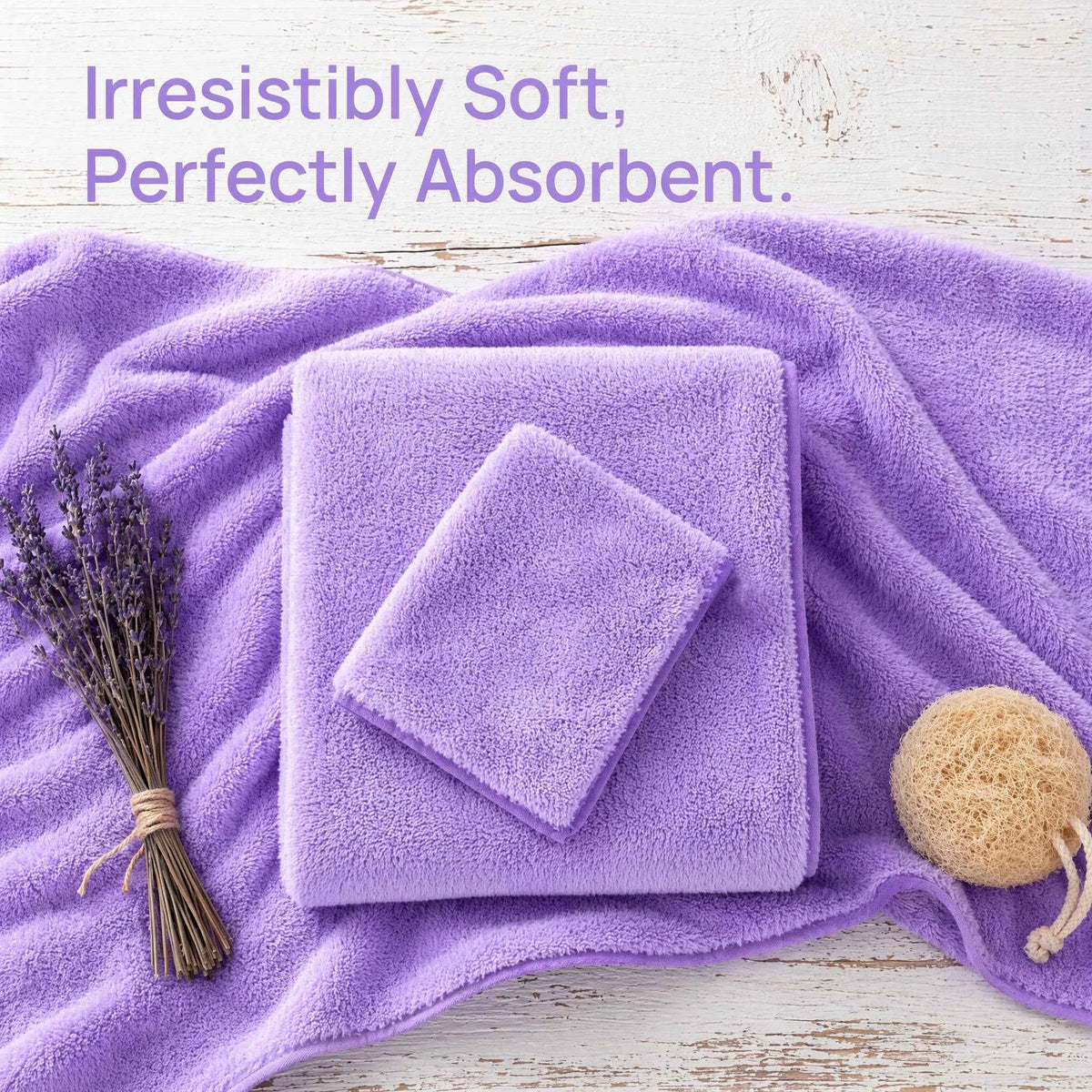 18-Piece Fleece Bath Towel Set, 4 Bath Towels 4 Hand Towels 10 Washcloths, Ultra Soft Plush Microfiber