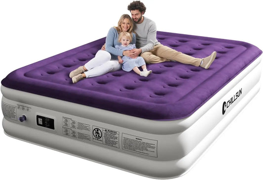 Queen Air Mattress with Built-in Pump, 18" Raised Inflatable Bed 650lbs Max Capacity