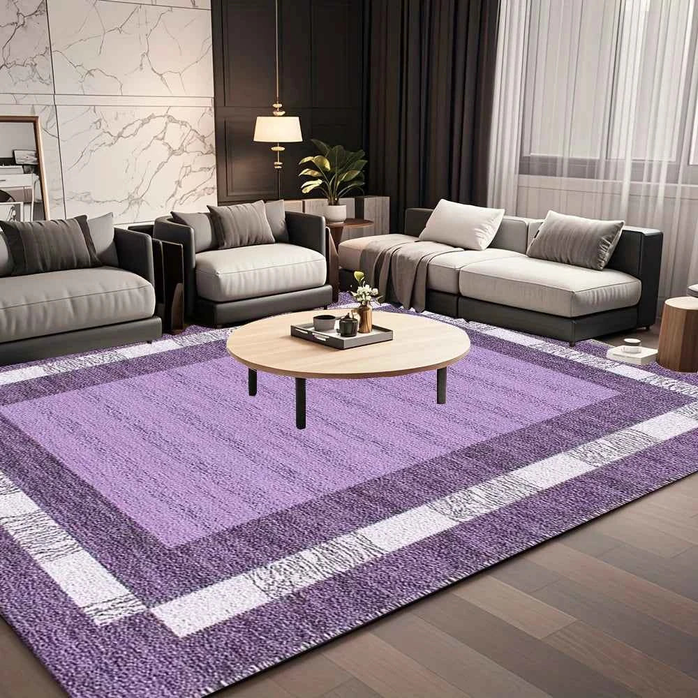 Purple Border Geometric Area Rug Non-Slip Washable Floor Carpet
